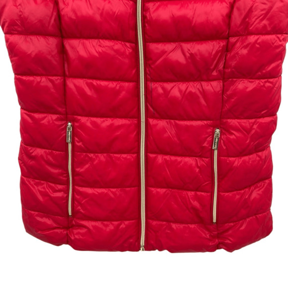 197. Calvin Klein Mixed Media Quilted And Knit Gorpcore Puffer Vest Red XS - Picture 4 of 11